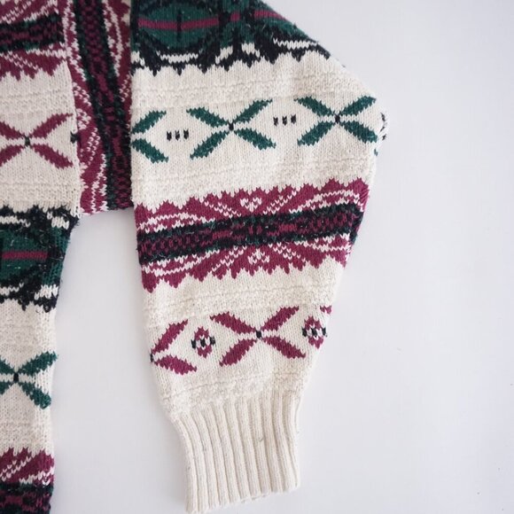 Vintage '90S New Yorker Cream Maroon 3D Eclectic Grandpa Crewneck Sweater XL - Picture 9 of 11